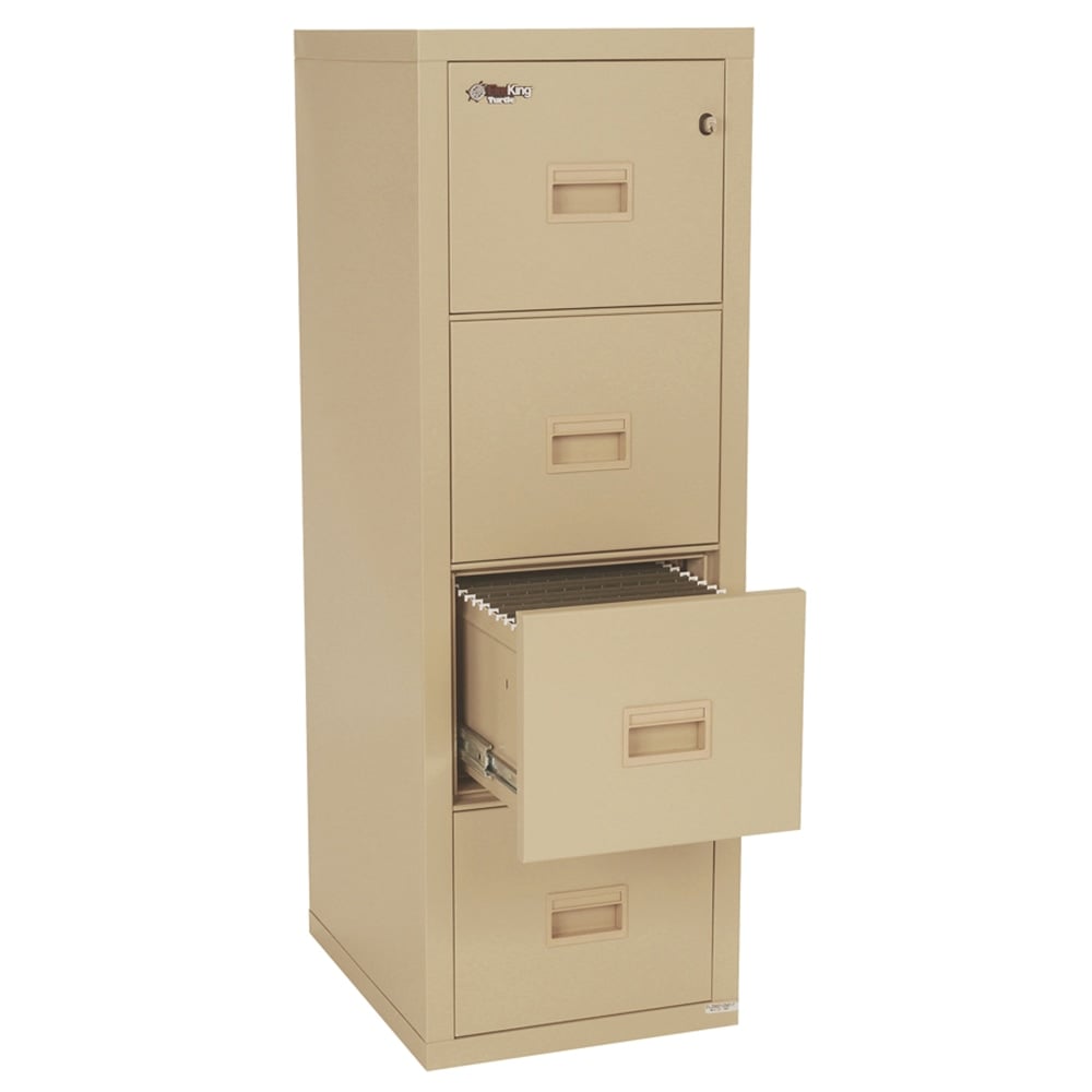 FireKing Turtle 22-1/8inD Vertical 4-Drawer Insulated Fireproof File Cabinet, Parchment, Dock-To-Dock Delivery MPN:4R1822-CPA