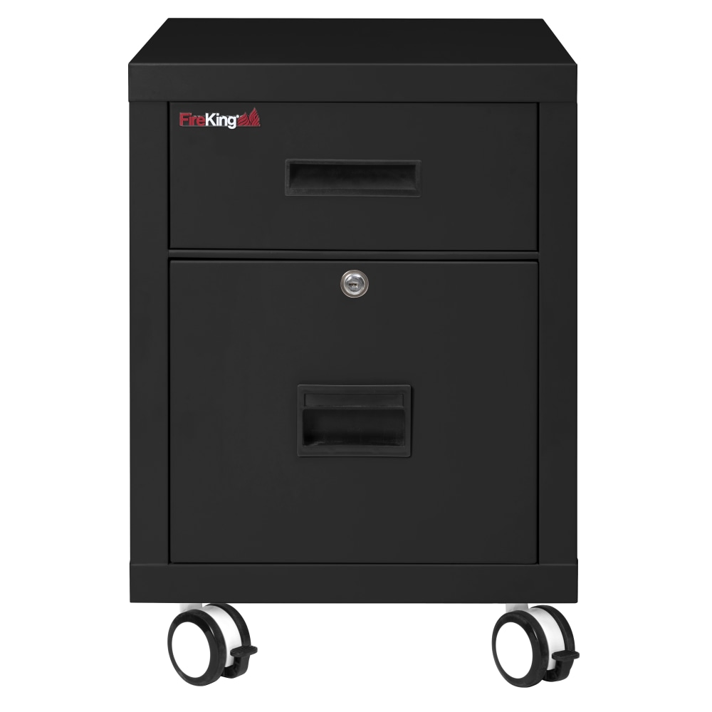 FireKing 18inW Vertical 2-Drawer Mobile Locking Fireproof File Cabinet, Metal, Black, Dock-to-Dock Delivery MPN:2M1822-1BL