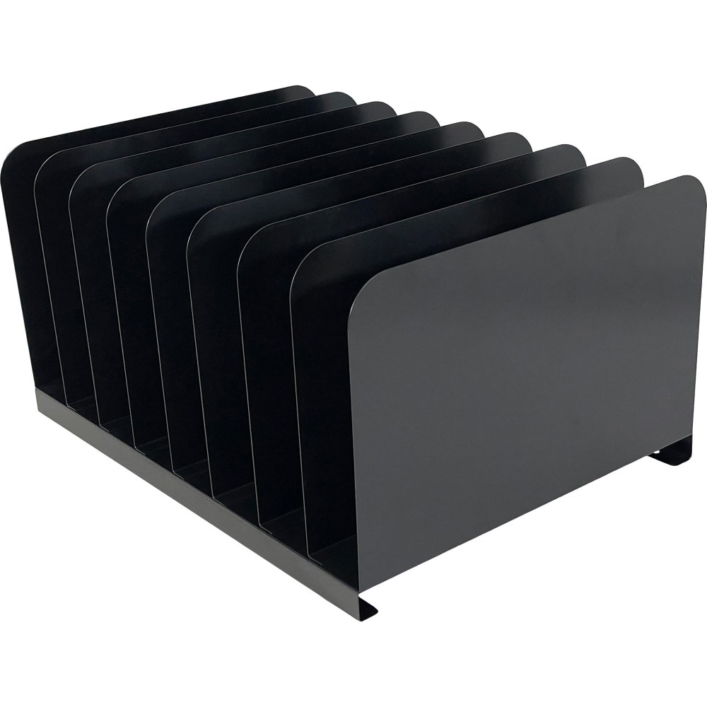 Huron Vertical Desk Organizer, 8 Compartment(s), Vertical, 7.75inH x 11inW x 15inD, Durable, Black, Steel MPN:HASZ0146