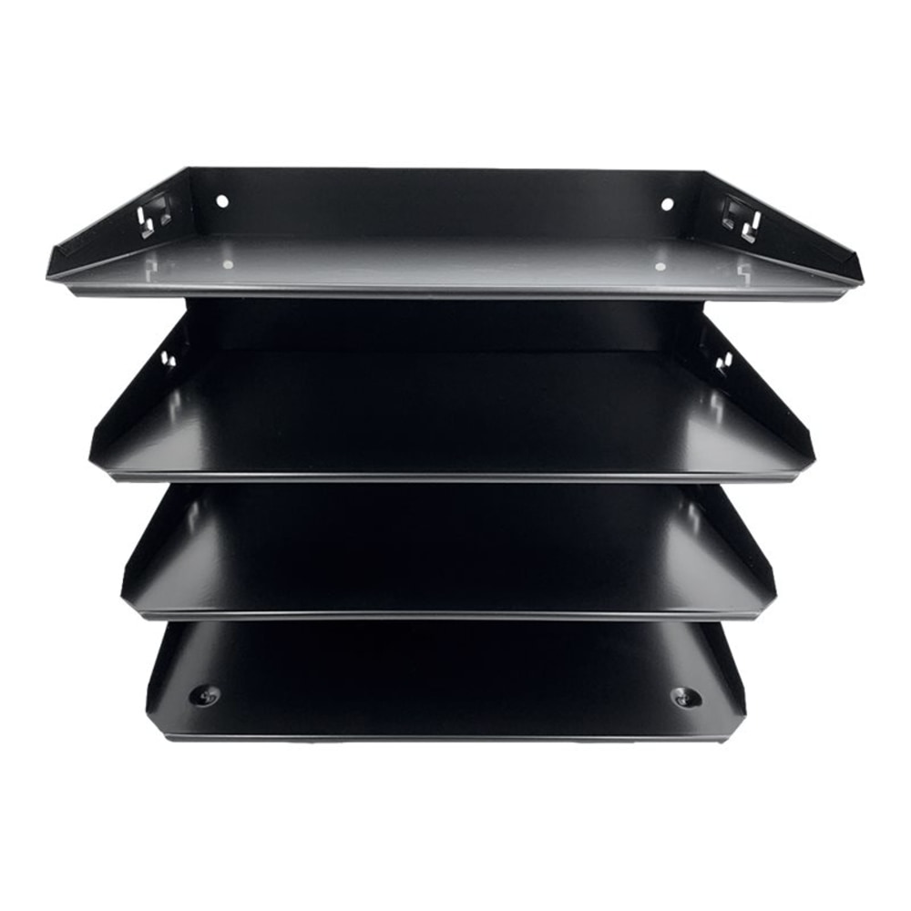 Huron Horizontal Slots Desk Organizer, 4 Compartment(s), Horizontal, 9inH x 12inW x 8.66inD, Durable, Black, Steel MPN:HASZ0152