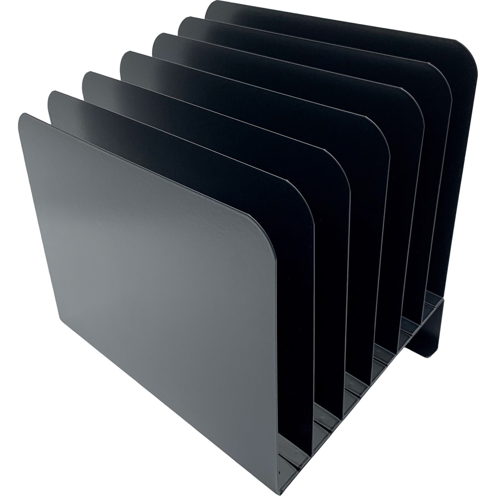 Huron Slanted Vertical Slots Desktop Organizer, 8 Compartment(s), Vertical, 10inH x 9.75inW x 11inD, Durable, Black, Steel MPN:HASZ0156