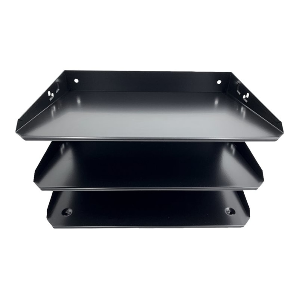 Huron Horizontal Slots Desk Organizer, 6 Compartment(s), Horizontal, 6inH x 12inW x 8.75inD, Durable, Black, Steel MPN:HASZ0159