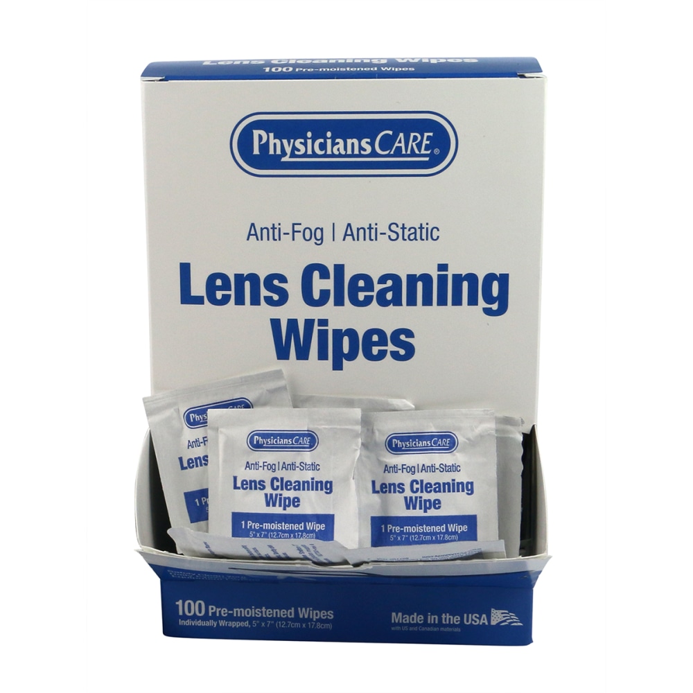 PhysiciansCare Lens Cleaning Wipes, 5-5/16in, Pack Of 100 Wipes MPN:91295