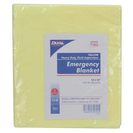 Emergency Blanket, Yellow, 54In x 80In, Blanket Width: 54 in MPN:22-130