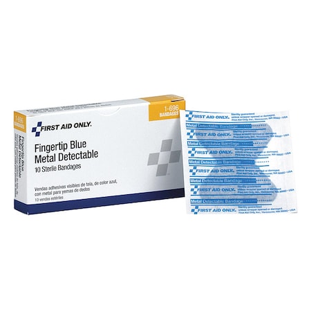 Bandage, Blue, Fabric, 2inLx1-3/8inW, PK10 MPN:1-696