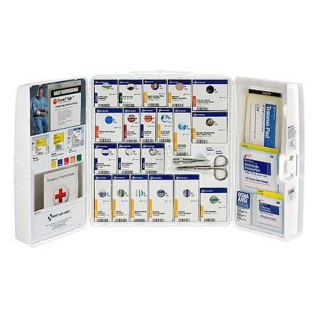 First Aid Kit and Housing, Plastic Cabinet, 206 Components, 50 People Served MPN:1001-FAE-0103