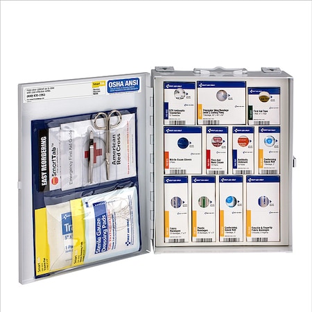 First Aid Kit, Serves 25 People, 1112 Components, ANSI Z308.1-2009, Metal Cabinet Case MPN:1050-FAE-0103