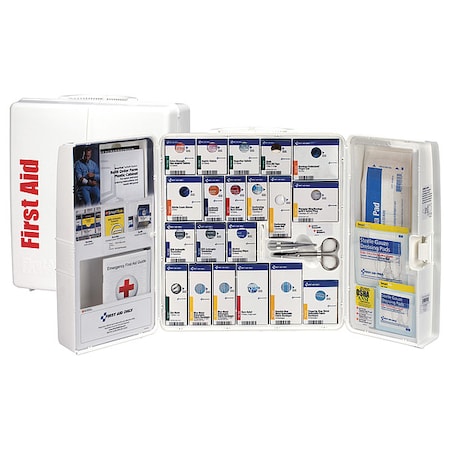 First Aid Kit and Housing, Plastic Cabinet, 299 Components, 50 People Served MPN:1300-FAE-0103