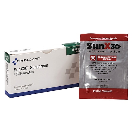 Sunscreen, 0.25 oz, Packet, 30 SPF, PK4 MPN:18-030