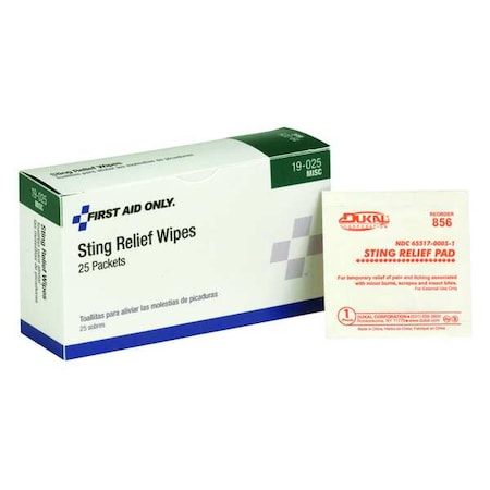 Anti-Sting Wipe, Foil Pack, 1.1g, PK25 MPN:19-025