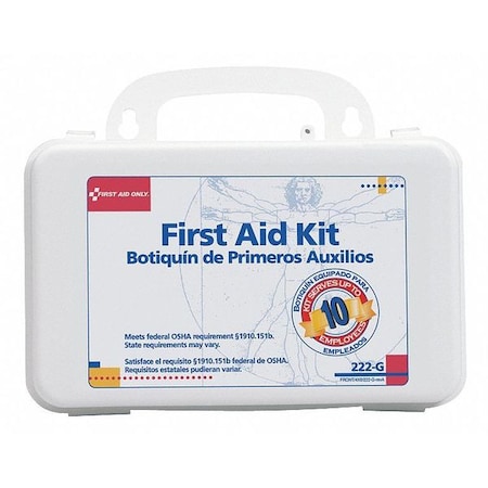 First Aid Kit, Plastic 62 Components, 10 People Served MPN:222