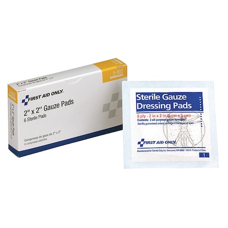 Gauze Pad, Sterile, White, No, Gauze, PK6 MPN:3-002
