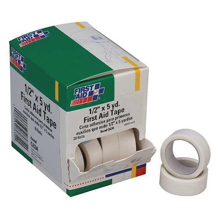 First Aid Tape, White, 1/2 in. W, 5 in. L, PK20 MPN:40JH07