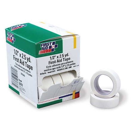 First Aid Tape, White, 1/2inW, 2-1/2yd., PK20 MPN:40JH09