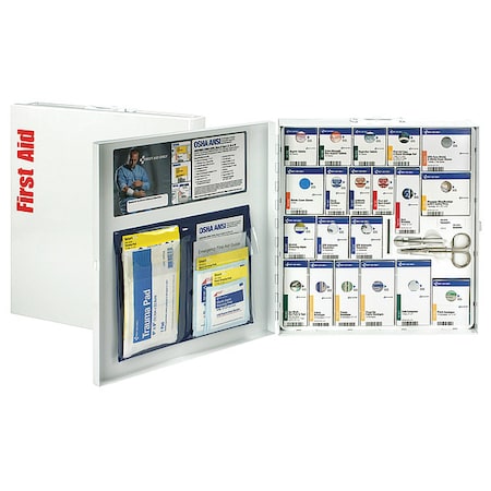 First Aid Kit and Housing, Metal Cabinet, 242 Components, 100 People Served MPN:746000-021