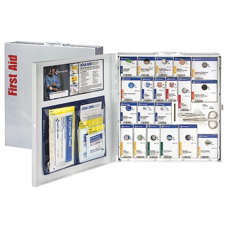 First Aid Kit and Housing, Metal Cabinet, 203 Components, 100 People Served MPN:746004-021
