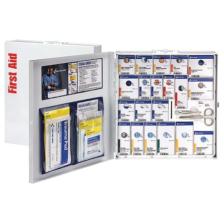 First Aid Kit and Housing, Metal Cabinet, 290 Components, 100 People Served MPN:746005-021