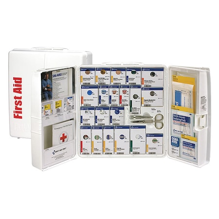 First Aid Kit and Housing, Plastic Cabinet, 203 Components, 100 People Served MPN:90580-021