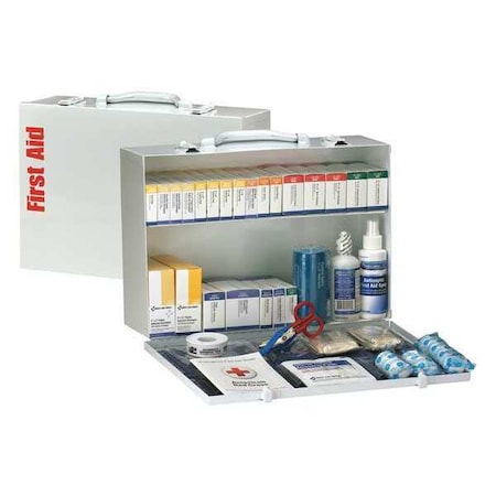 First Aid Kit and Housing, Metal Cabinet, 467 Components, 75 People Served MPN:90603