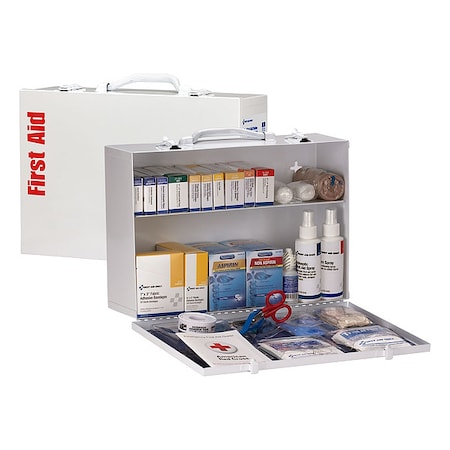 First Aid Kit and Housing, Metal Cabinet, 348 Components, 75 People Served MPN:91337
