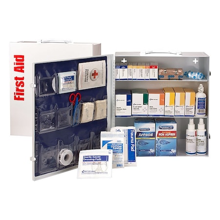 First Aid Kit and Housing, Metal Cabinet, 670 Components, 100 People Served MPN:91339