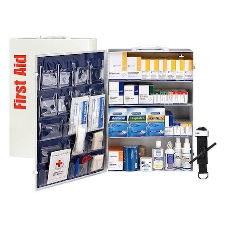 First Aid Kit and Housing, Metal Cabinet, 1, 462 Components, 150 People Served MPN:91341