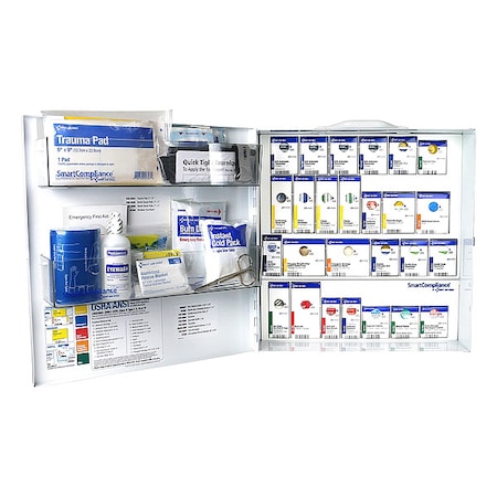 First Aid Kit and Housing, Metal Cabinet, 391 Components, 100 People Served MPN:91376