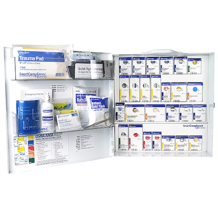 First Aid Kit and Housing, Metal Cabinet, 344 Components, 100 People Served MPN:91377