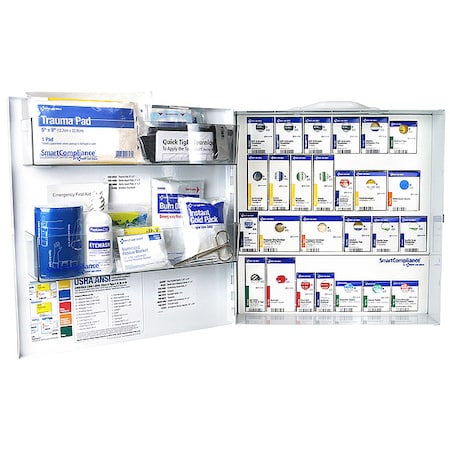 First Aid Kit and Housing, Metal Cabinet, 386 Components, 100 People Served MPN:91378