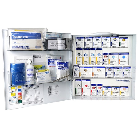First Aid Kit and Housing, Metal Cabinet, 337 Components, 100 People Served MPN:91379