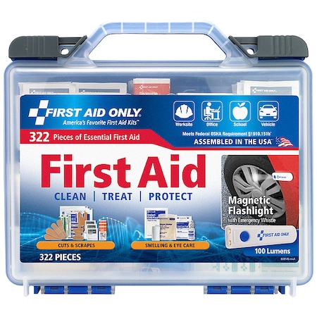 First Aid Kit and Housing, Plastic 322 Components, 50 People Served MPN:91414