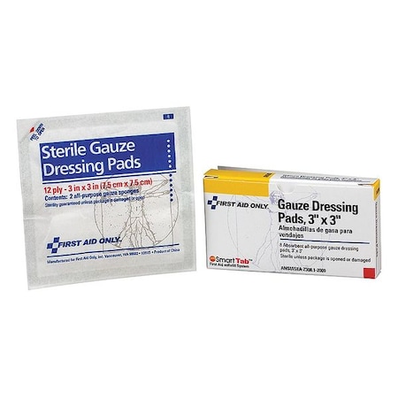 Gauze Pad, Sterile, 3 in. L x 3 in. W, PK8 MPN:AN206