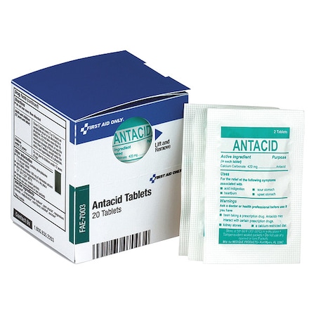First Aid Kit Refill, Antacid, 2 Tablets Per Packet, 10 Packets Per Box MPN:FAE-7003