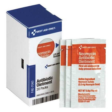 First Aid Kit Refill, Antibiotic Ointment, 20 Per Box MPN:FAE-7040