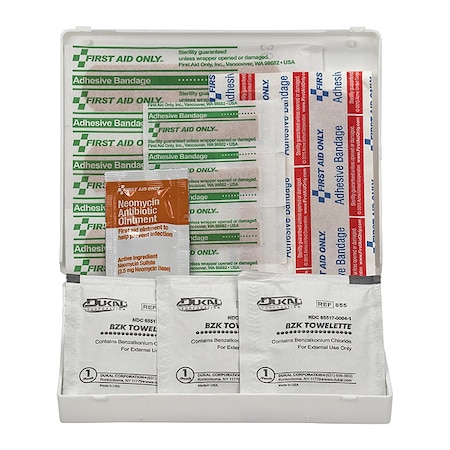 First Aid Kit and Housing, Plastic 16 Components, 5 People Served MPN:FAO-106
