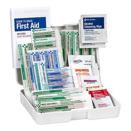 First Aid Kit, Serves 15 People, 47 Components, Plastic Portable Case MPN:FAO-120