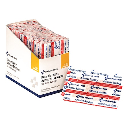 Adhesive Bandage, Knuckle Bandages, 3 in Length, 1 1/2 in Wide, Not Metal Detectable, PK100 MPN:H125