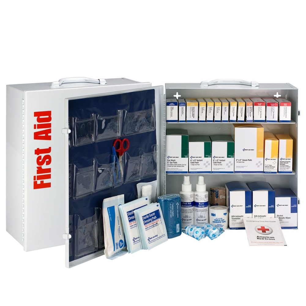 First Aid Only 3-Shelf First Aid Metal Cabinet, 16-3/16inH x 5-1/2inW x 15inD, White, Set Of 675 Pieces MPN:90790