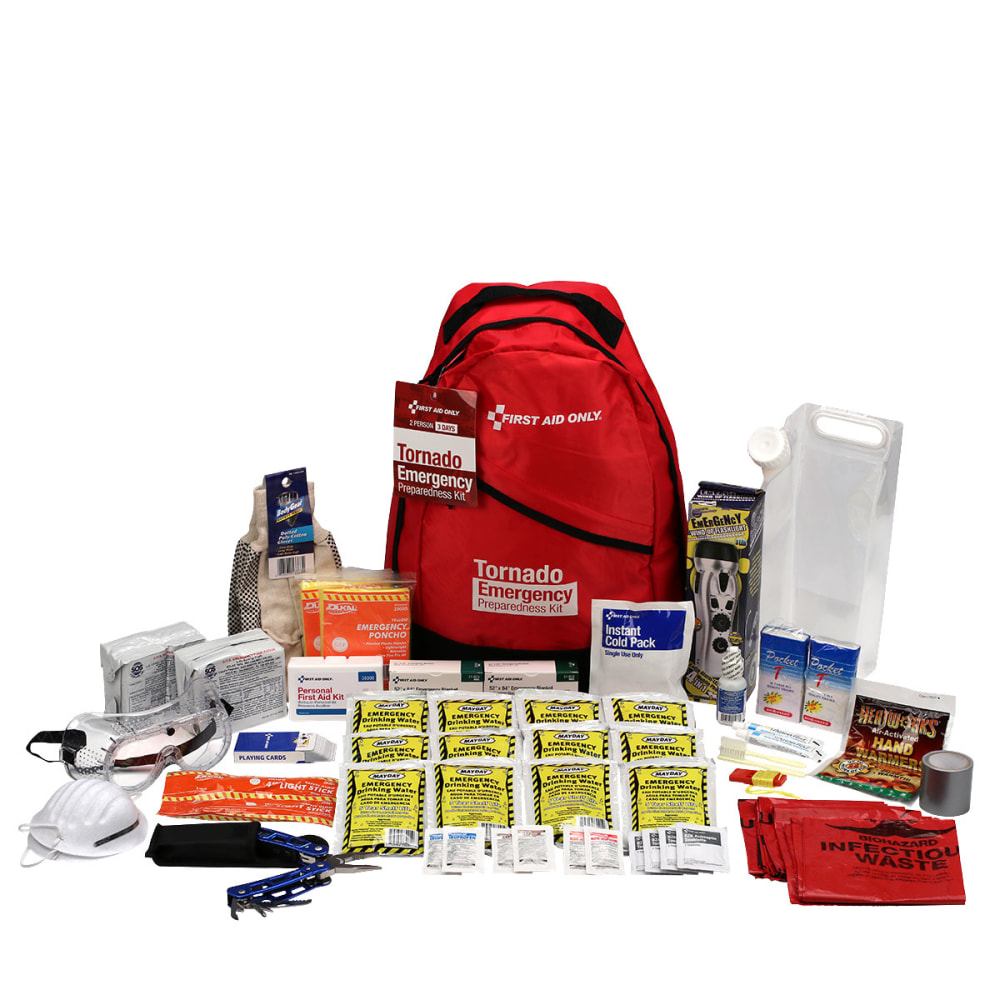 First Aid Only 2-Person Emergency Tornado Backpack, Red MPN:91056
