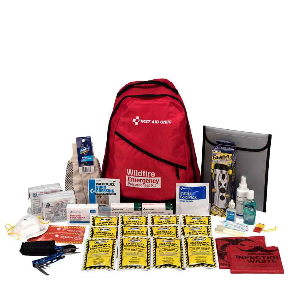 First Aid Only 2-Person Emergency Wildfire Backpack, Red MPN:91058