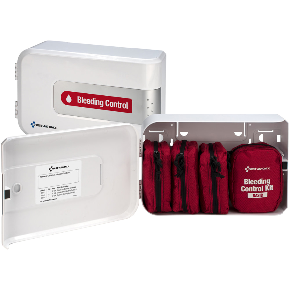 First Aid Only Bleed Control Basic Pro Cabinet, 3-1/2inH x 7inW x 5inD, White MPN:91189