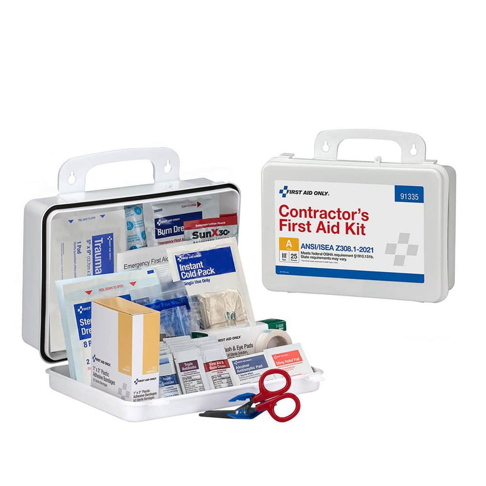 Full First Aid Kits, Kit Type: Industrial First Aid Kit , Number Of People: 25 , Container Type: Kit , Container Material: Plastic , Mount Type: None MPN:91335