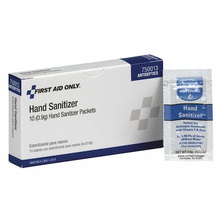 Hand Sanitizer, 0.9 g, Fragrance Free, PK10 MPN:750013