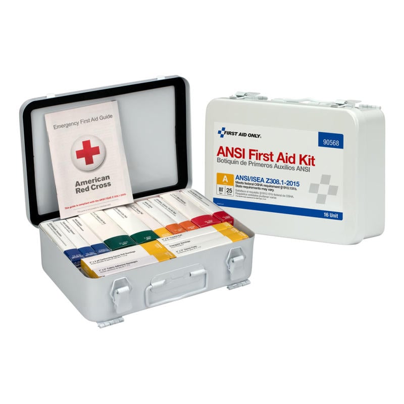 First Aid Only Metal Weatherproof First Aid Kit, White, 82 Pieces MPN:90568