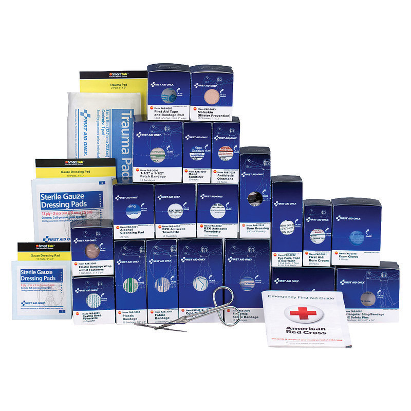 First Aid Only 202-Piece First Aid Cabinet Refill, 4 1/2inH x 13 5/16inW x 14 1/2inD, Blue MPN:90827