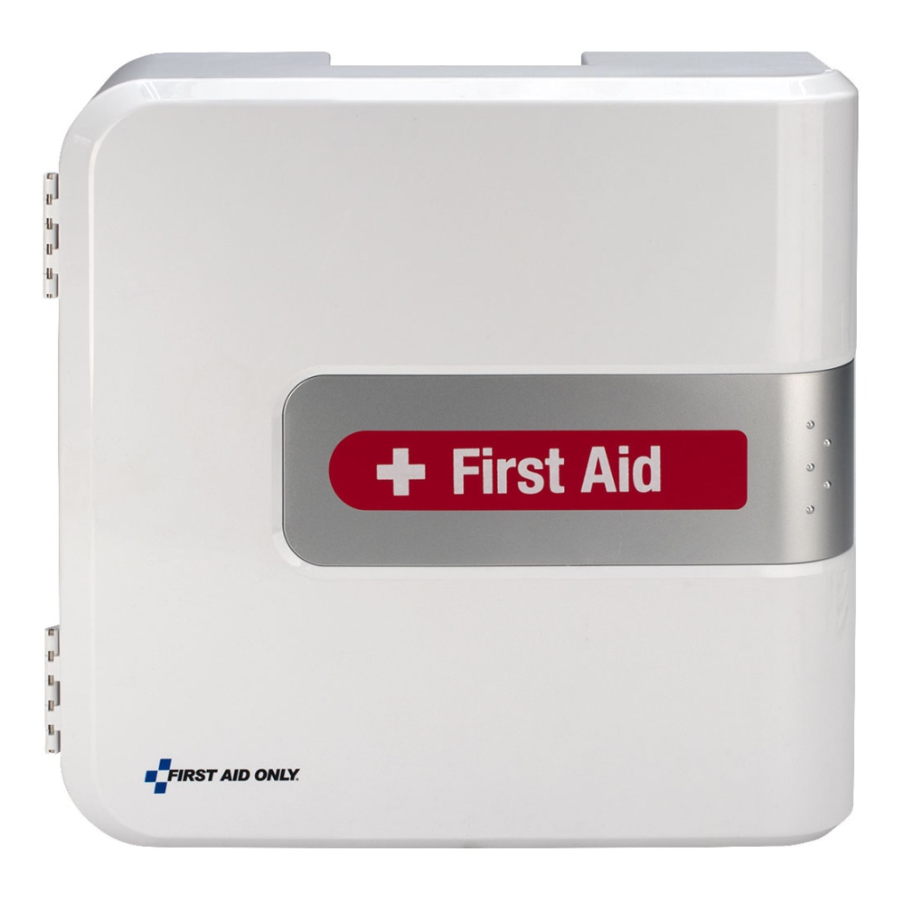 First Aid Only Smart Compliance 260-Piece First Aid Cabinet With Medications, 14-1/2inH x 15-1/2inW x 5-1/4inD, White MPN:91092