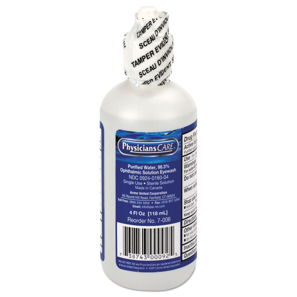 First Aid Only Eyewash Refill For SmartCompliance General Business Cabinets, 4 Oz Bottle MPN:FAE-7016