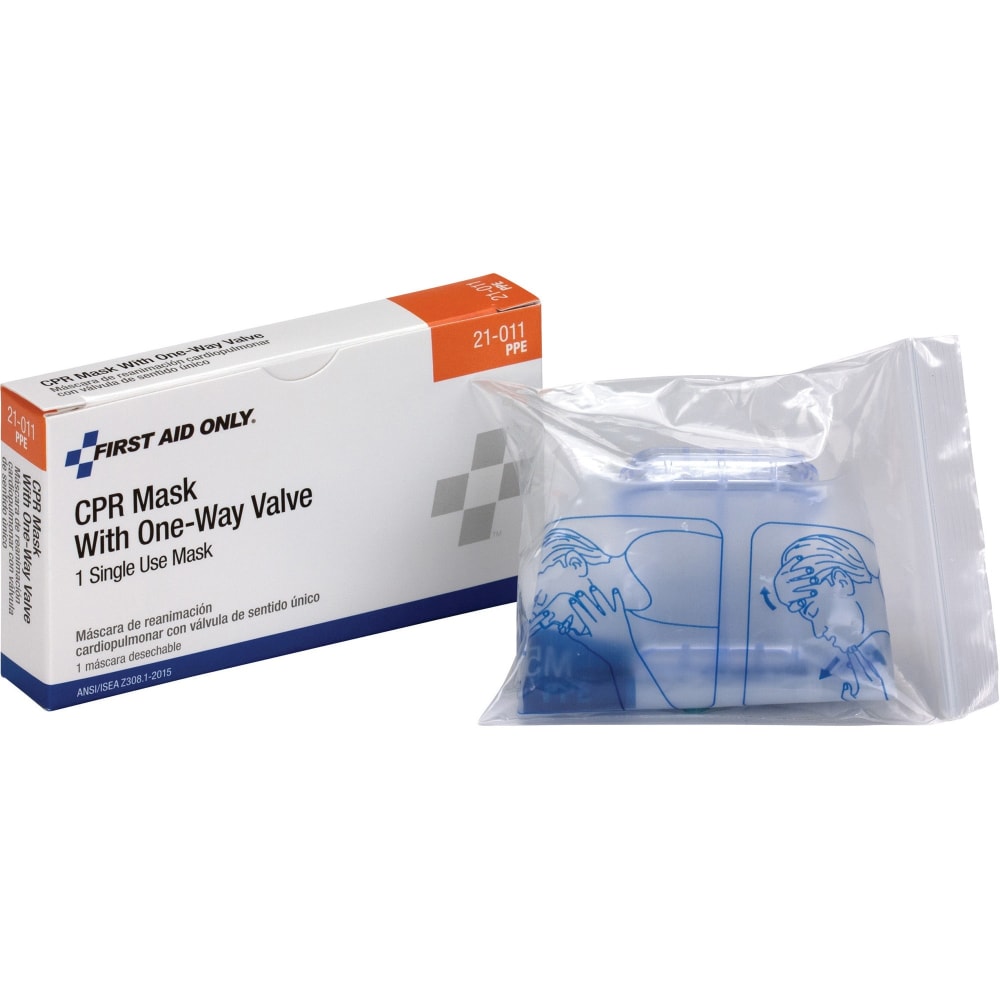 First Aid Only CPR Mask - Recommended for: Emergency, Healthcare - Fluid, Dust, Debris Protection - White - Earloop Style Mask - 1 Each (Min Order Qty 10) MPN:21011001