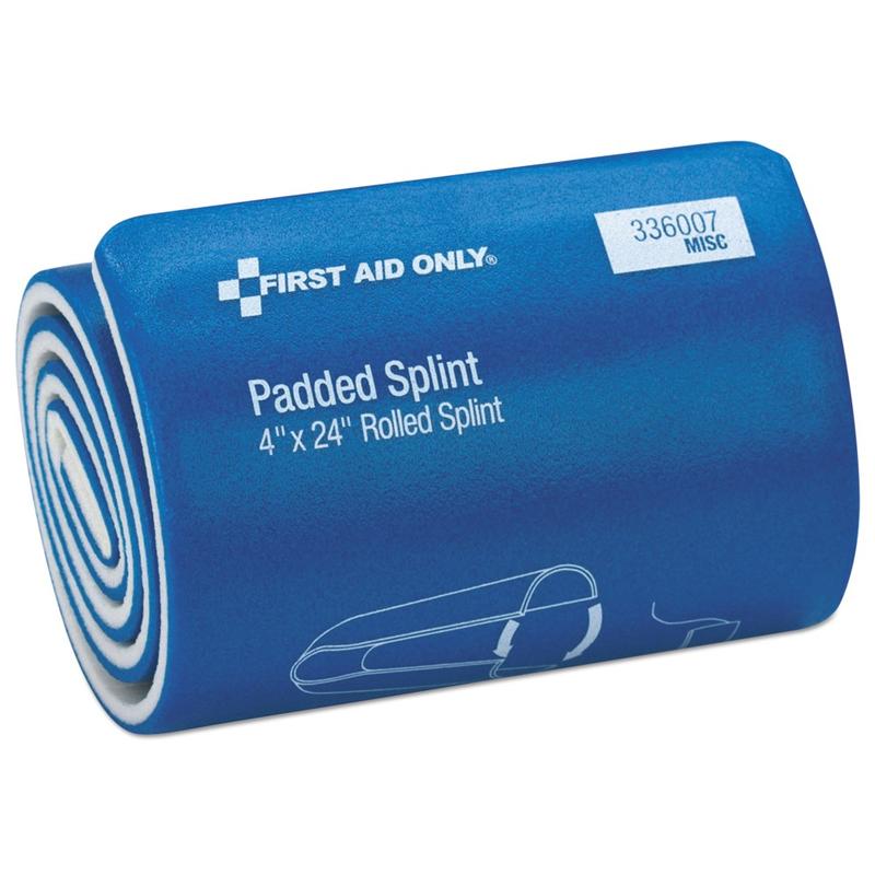 First Aid Only Padded Aluminum Splint, 4in x 24in, Blue/White MPN:336007