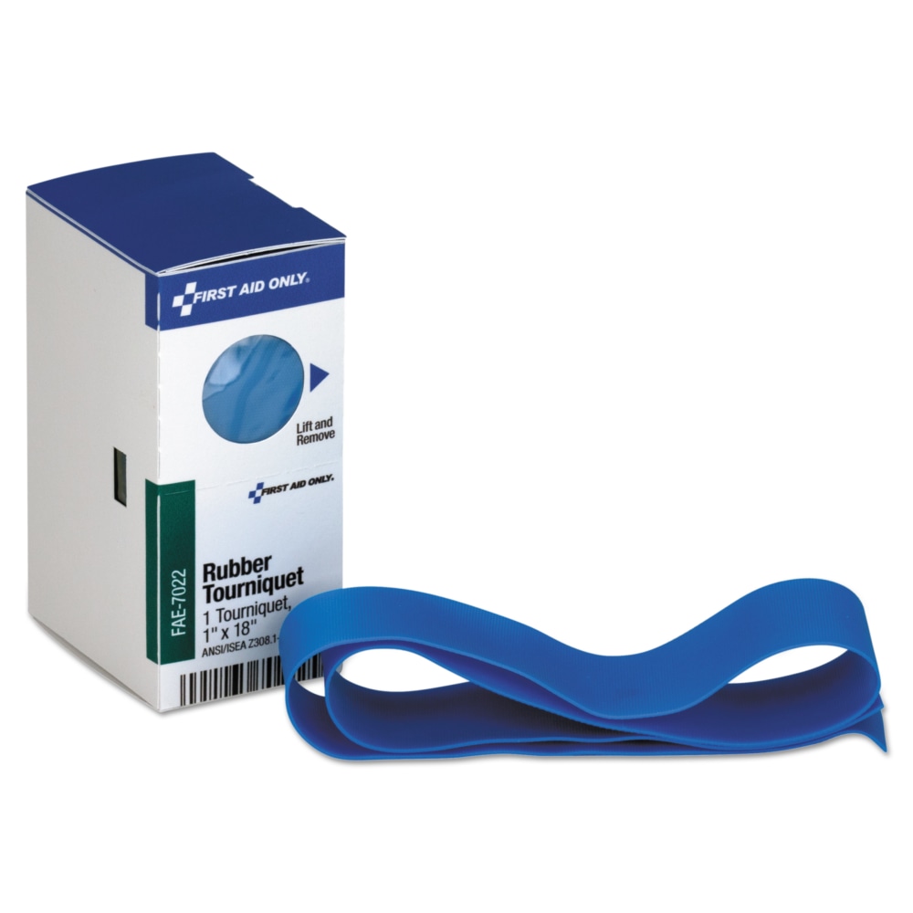 First Aid Only Rubber Tourniquet Refill For SmartCompliance General Business Cabinets, 1in x 18in, Blue MPN:FAE-7022